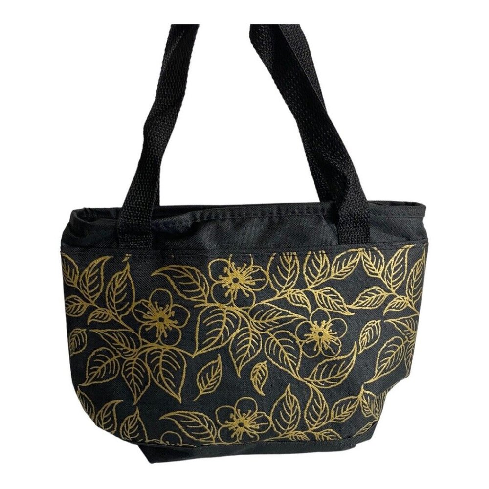 Trueliving Outdoors 8 Can Soft Side Cooler Black Floral Insulated NEW